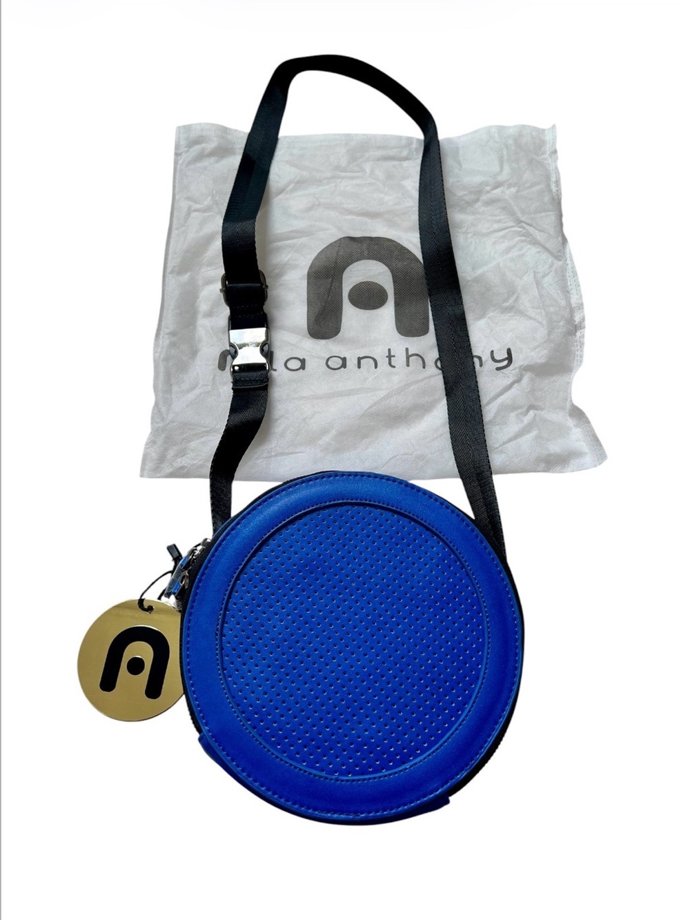 NWT New Nila Anthony Crossbody Round Bag Royal Blue Vegan Leather
